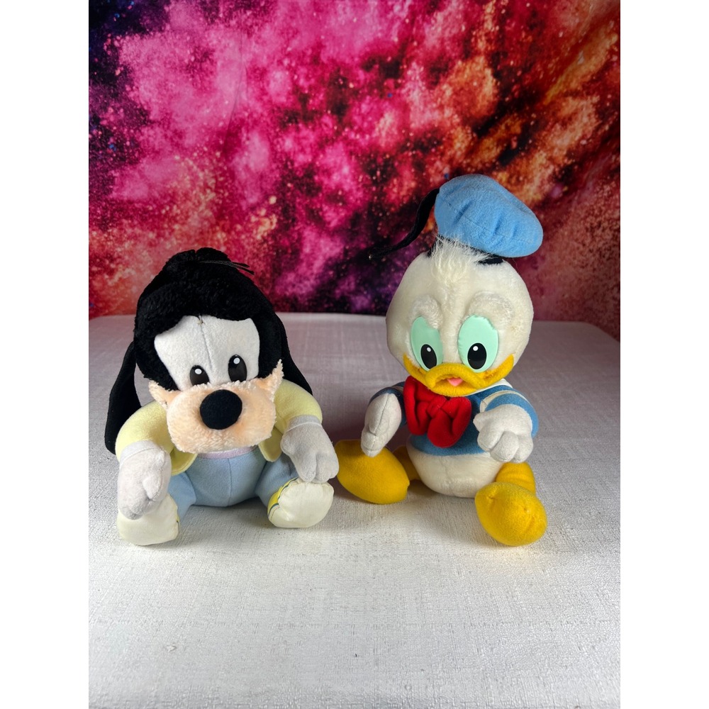 Vintage 1984 Disney Babies Donald Duck and Goofy Plush Set Hasbro Pair